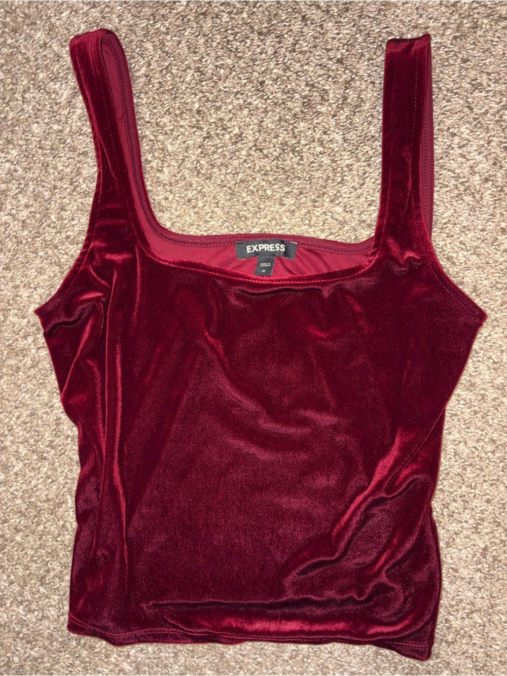Express Velvet Square-Neck Tank Top - Wine NWOT